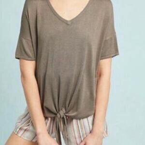 Anthropologie John + Jenn Brown Tie Front Top